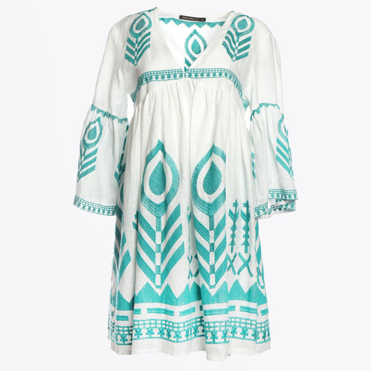 - Classic Feather Mini Dress - Emerald