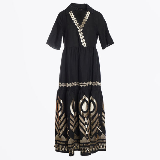 - Feather Arrow Maxi Dress - Black/Gold