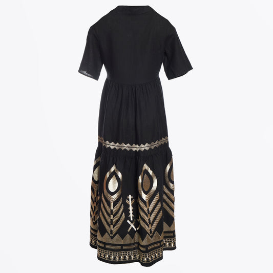 - Feather Arrow Maxi Dress - Black/Gold