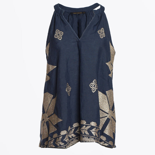 - Aeolis Sleeveless Top - Navy Blue