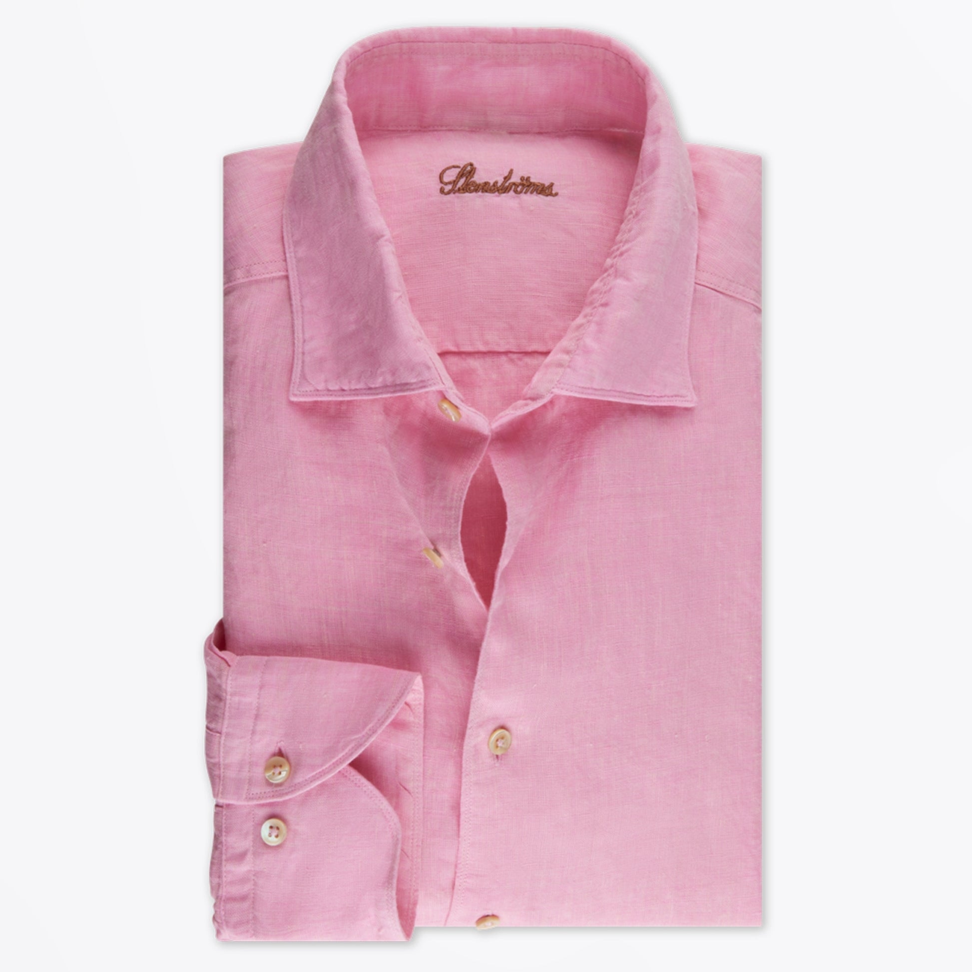 Stenstroms Fitted Body Linen Shirt - Pink
