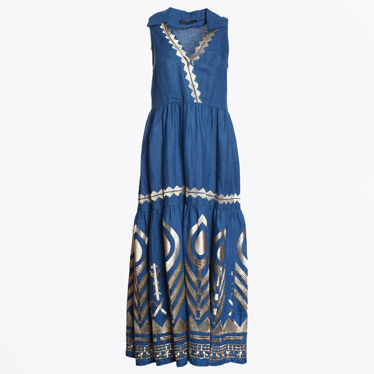 - Feather Arrow Maxi Dress - Indigo