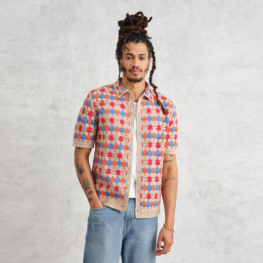 - Porto Splash Crochet Shirt - Multi