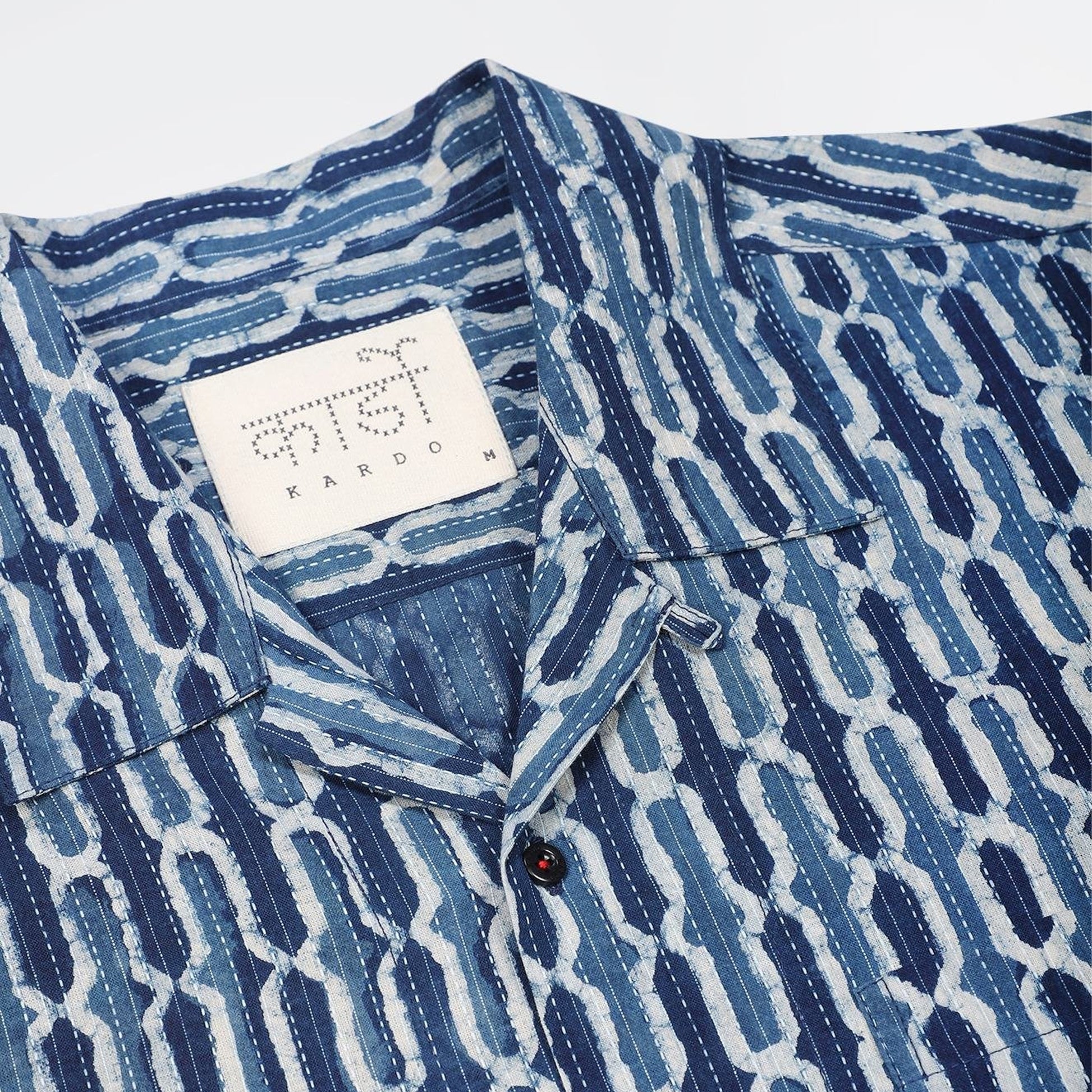 Kardo Lamar Blockprint Shirt - Indigo