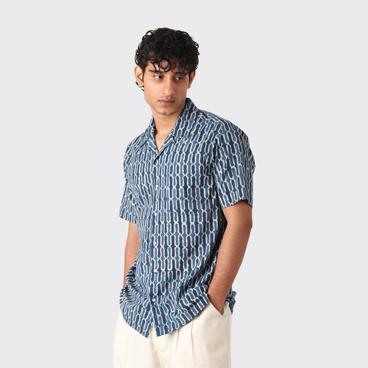 Lamar Blockprint Shirt - Indigo