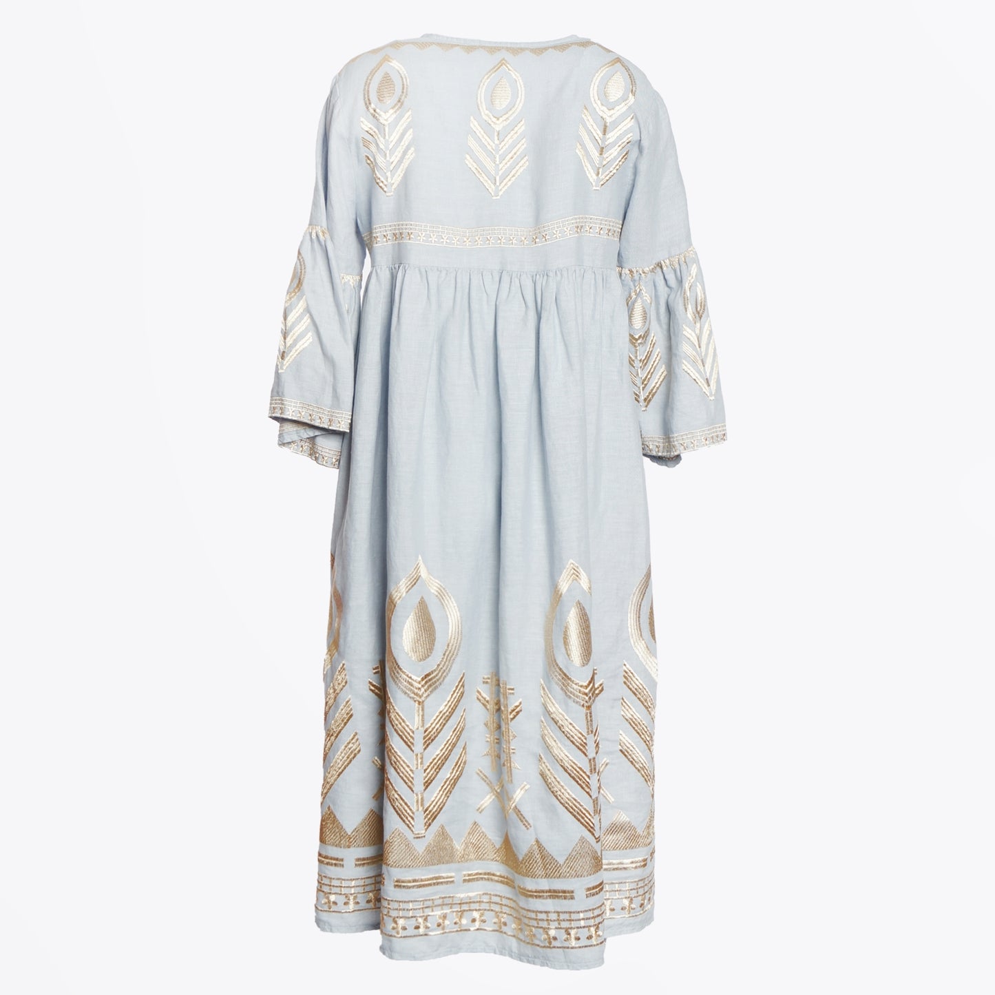 - Classic Feather Maxi Dress - Light Grey