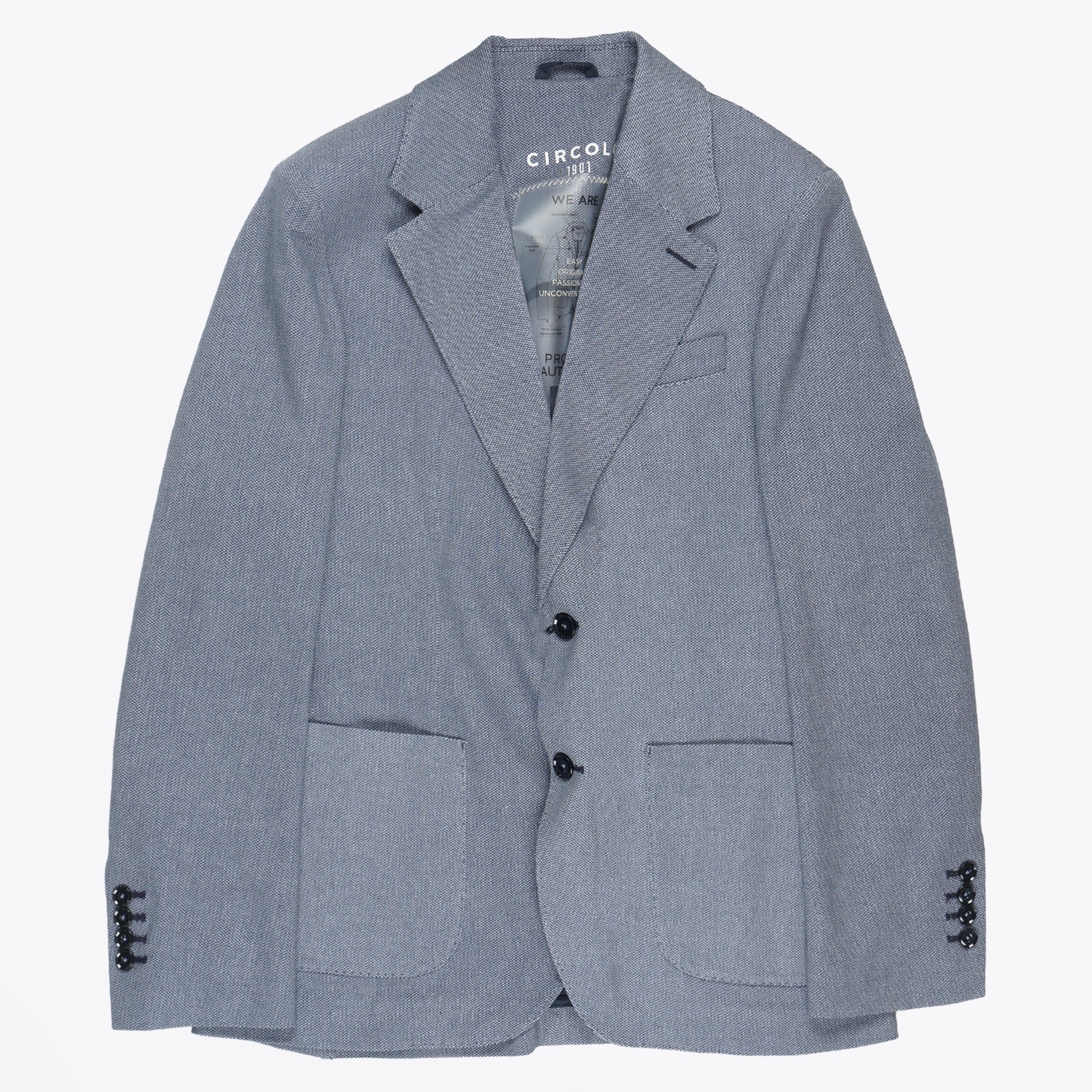 Circolo - Micro Print Jersey Blazer - Blue