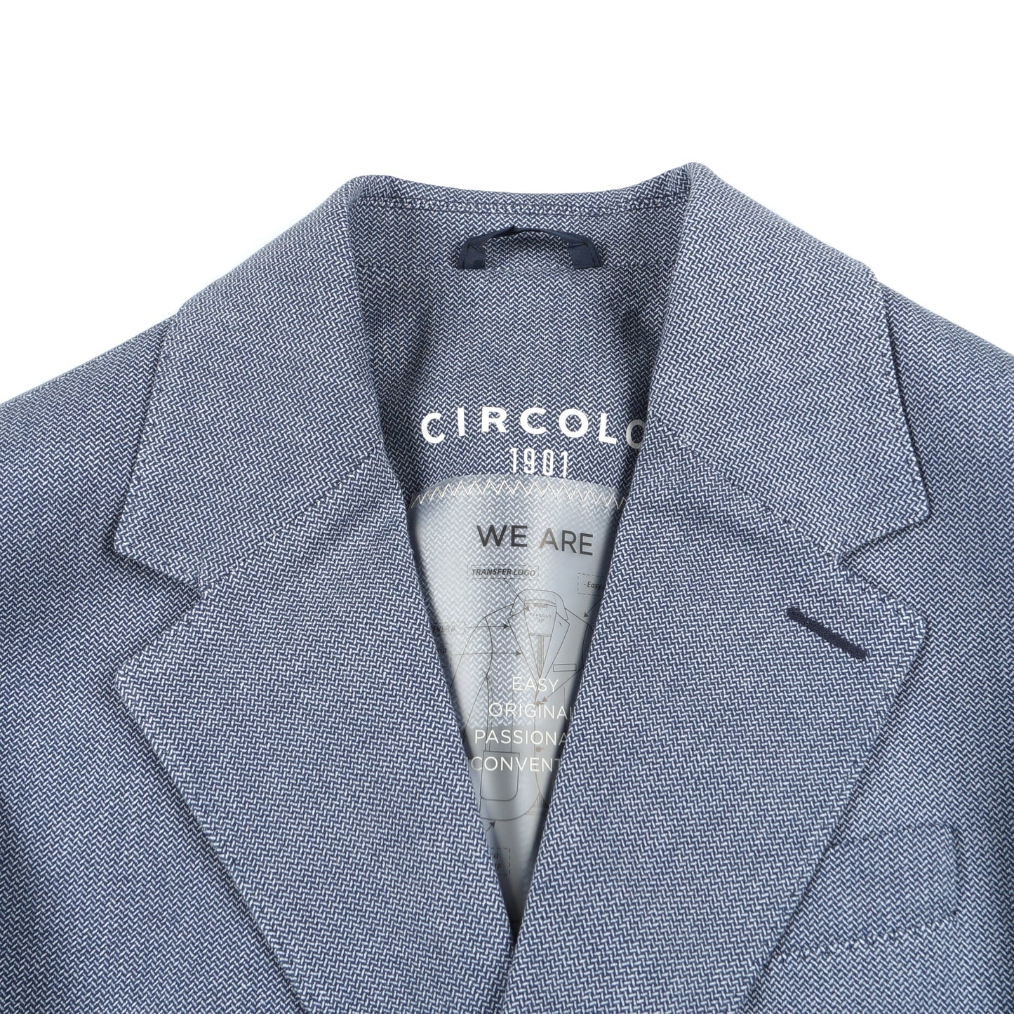 - Micro Print Jersey Blazer - Blue