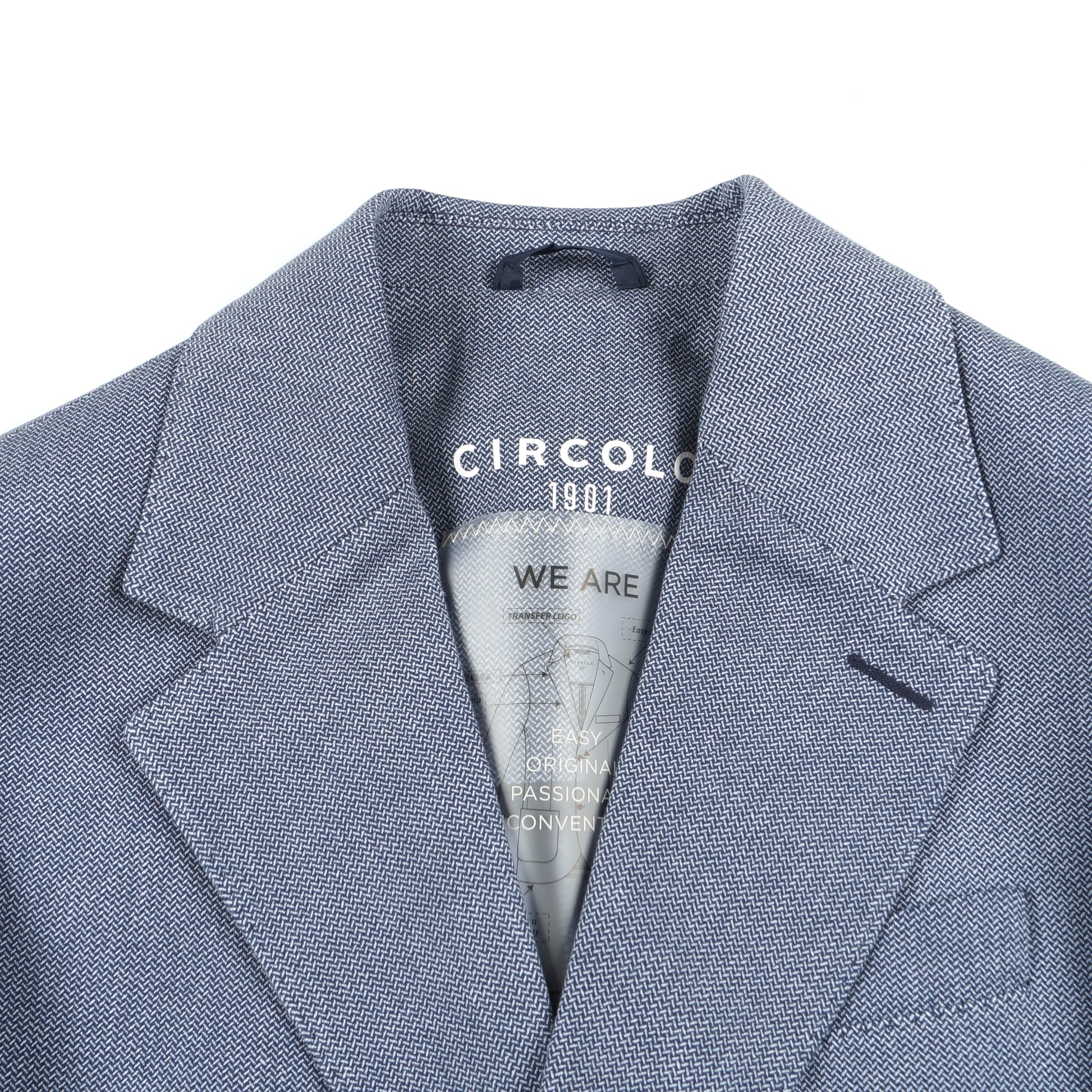 Circolo - Micro Print Jersey Blazer - Blue