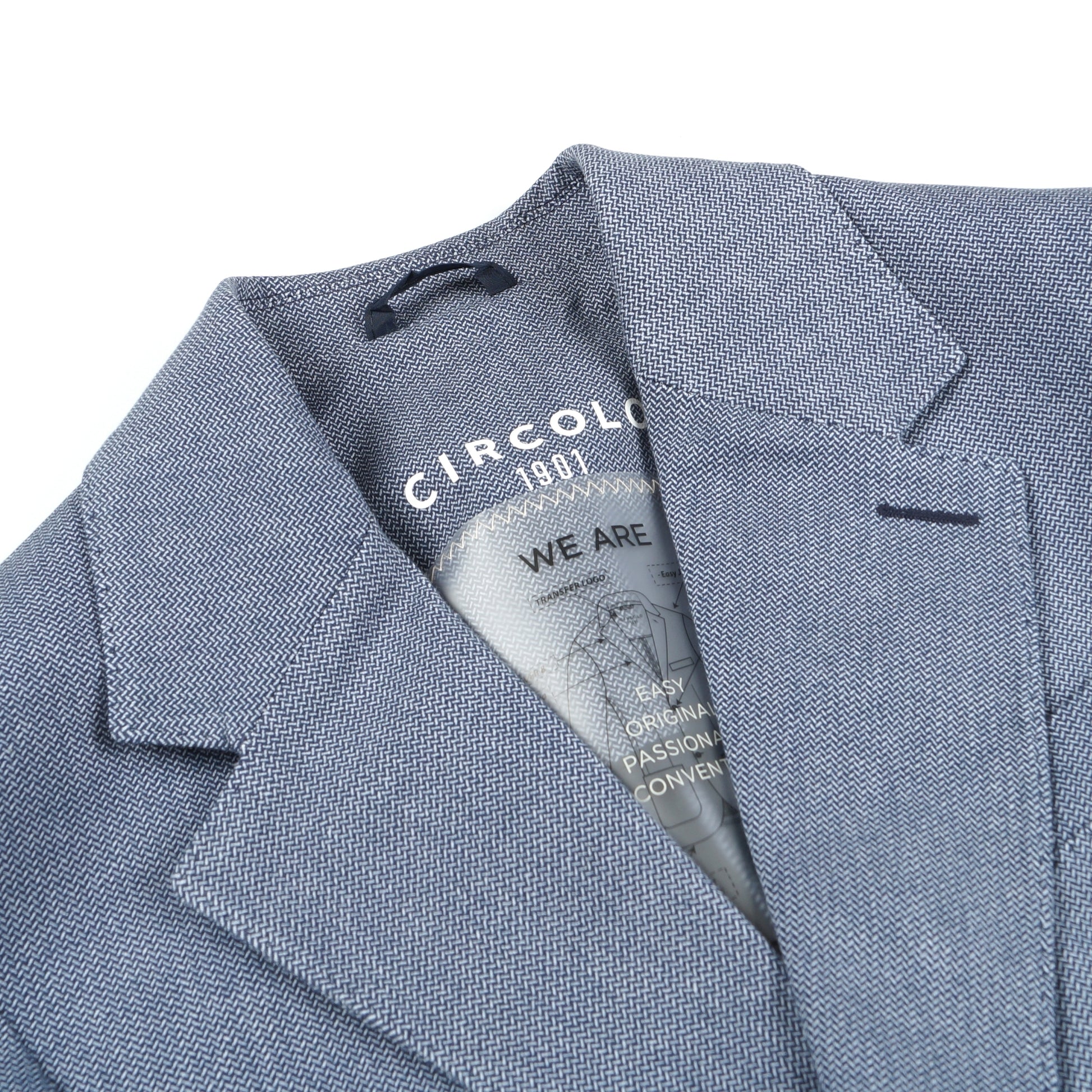 Circolo - Micro Print Jersey Blazer - Blue