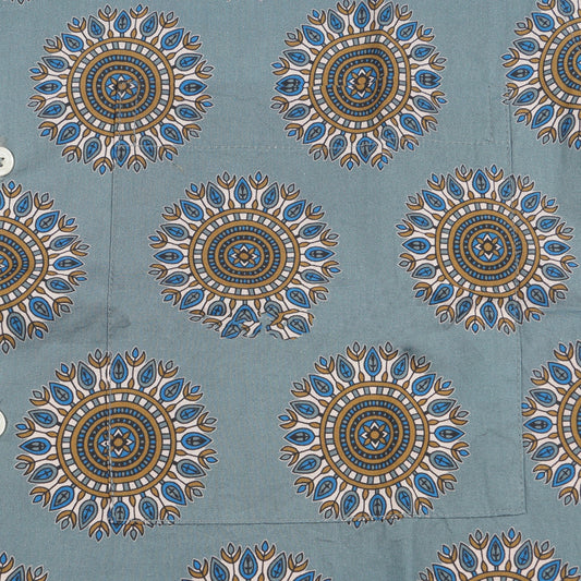 - Camp Shirt Regal Print - Smoke Blue