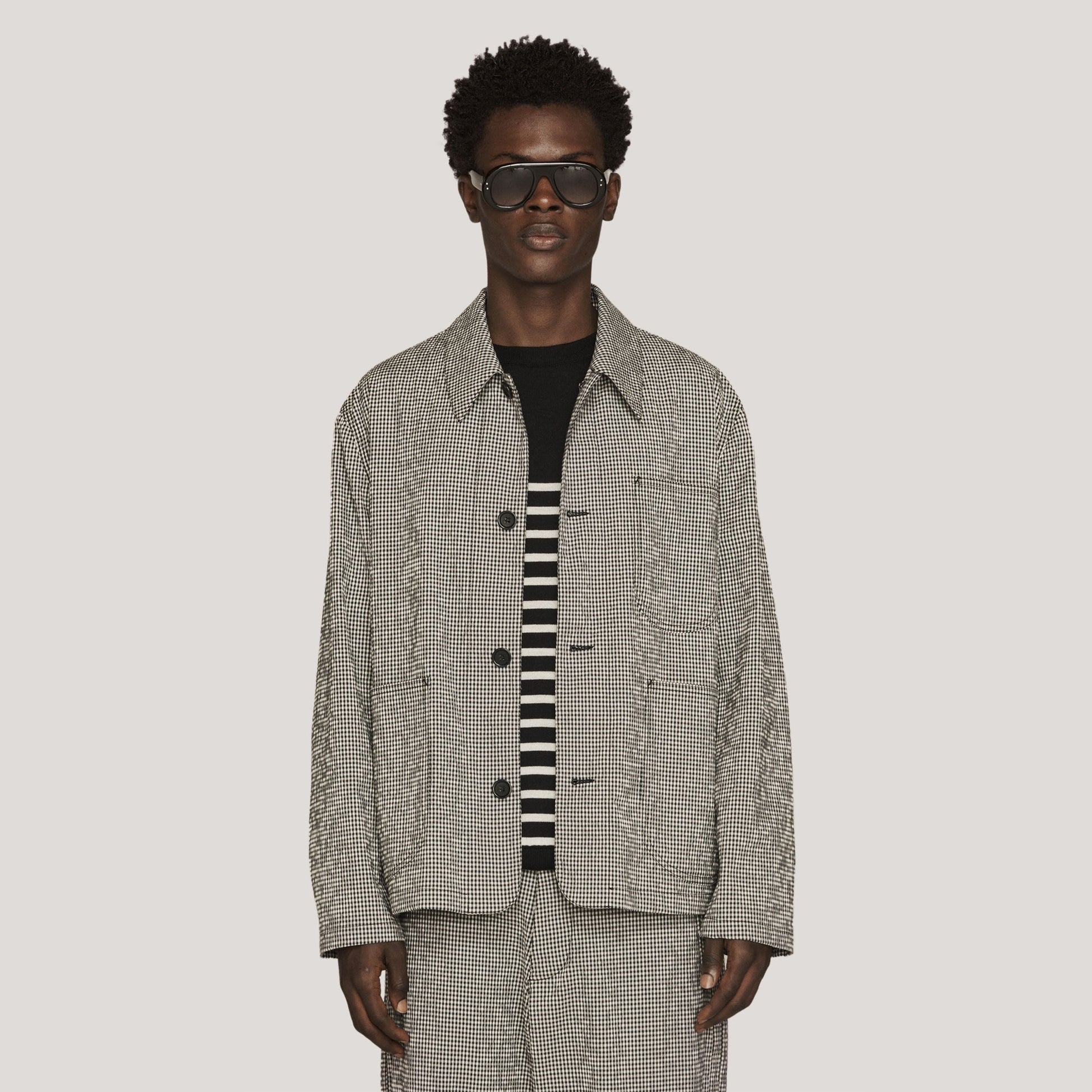YMC Labour Chore Jacket - Navy/Ecru