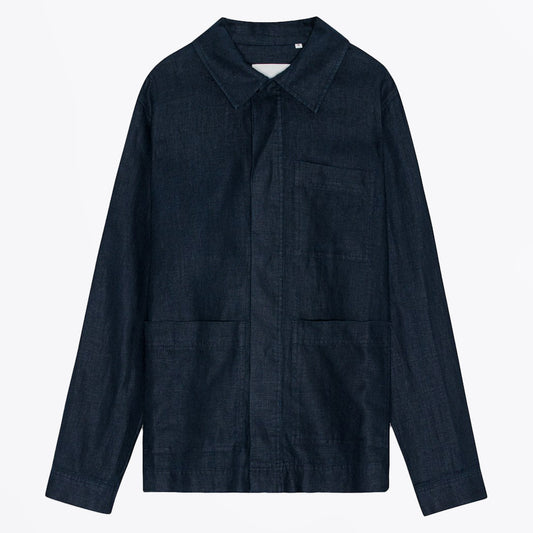 - Olav Linen Overshirt - Navy