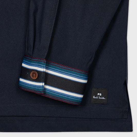 - Stripe Tape Overshirt - Navy