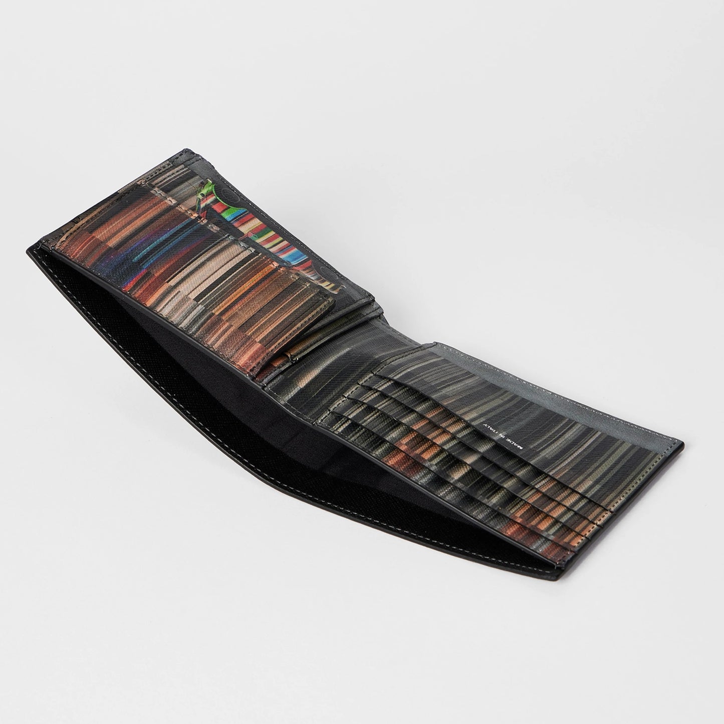 - Mini Stripe Leather Billfold - Black