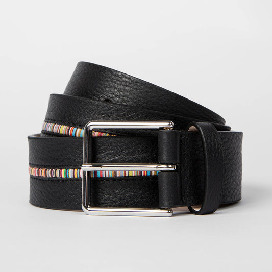 - Signature Stripe Belt - Black