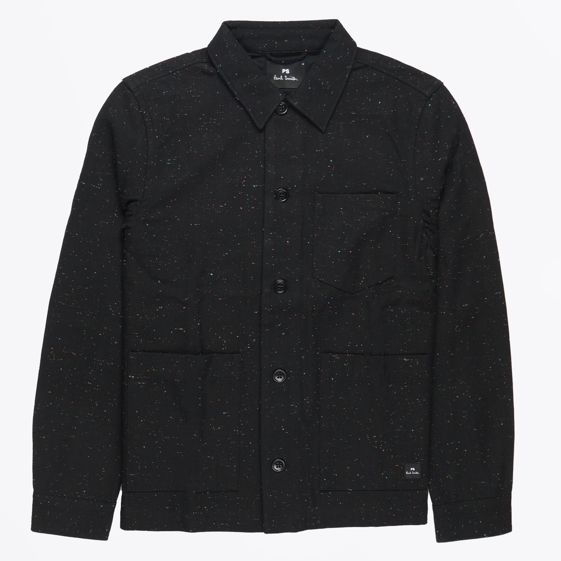 Paul Flecked Shirt Jacket - Black