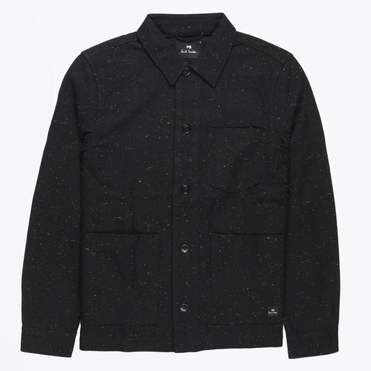 Flecked Shirt Jacket - Black