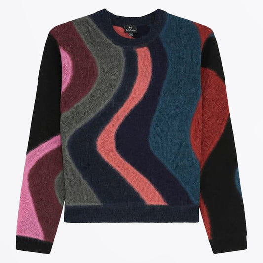 Knitted Crew Neck Sweater - Midnight Swirl