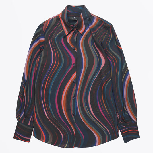 - Satin Shirt - Midnight Swirl