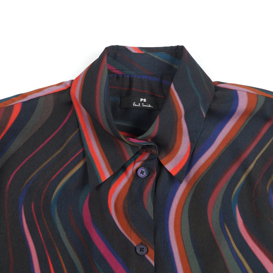 - Satin Shirt - Midnight Swirl