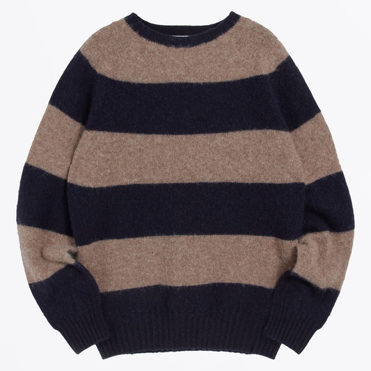 - Suedehead Stripe Crew Knit - Navy