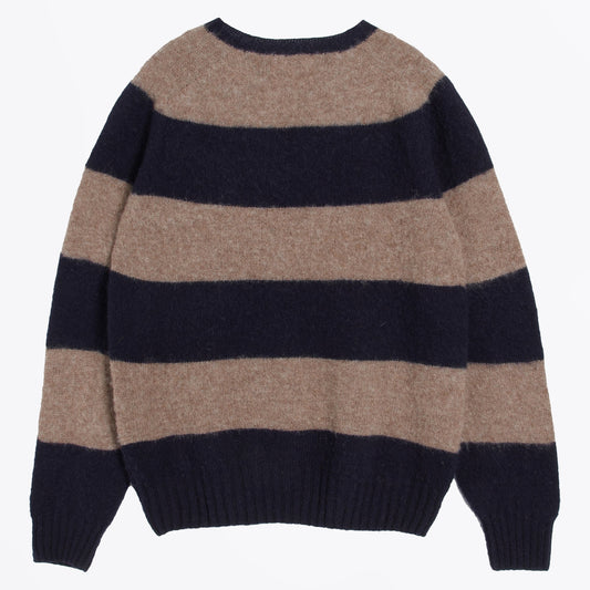 - Suedehead Stripe Crew Knit - Navy