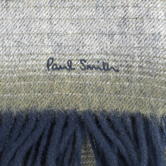 - Degrade Stripe Lambswool Scarf - Navy
