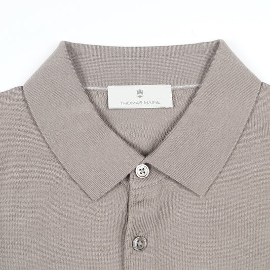 - Merino Polo Shirt - Taupe