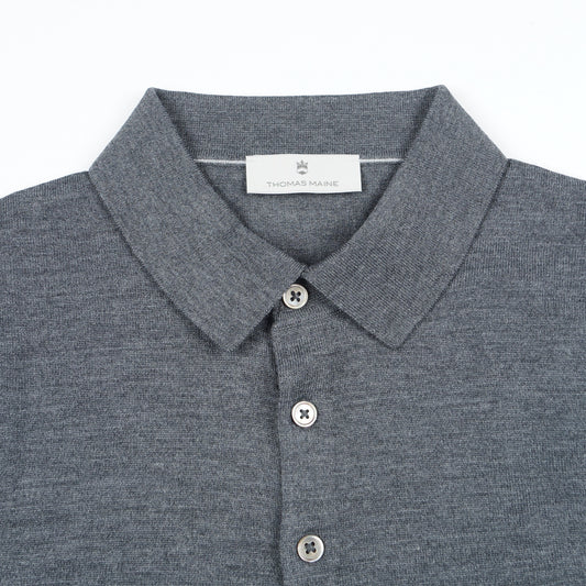 - Merino Polo Shirt - Anthracite