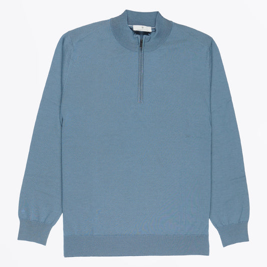 - Merino Zip Neck - Storm Blue