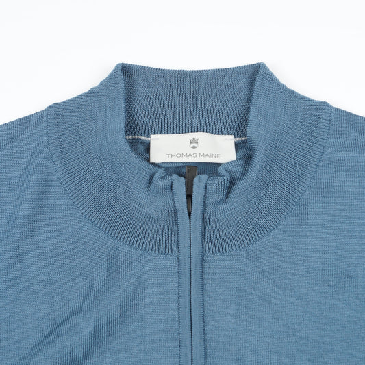 - Merino Zip Neck - Storm Blue