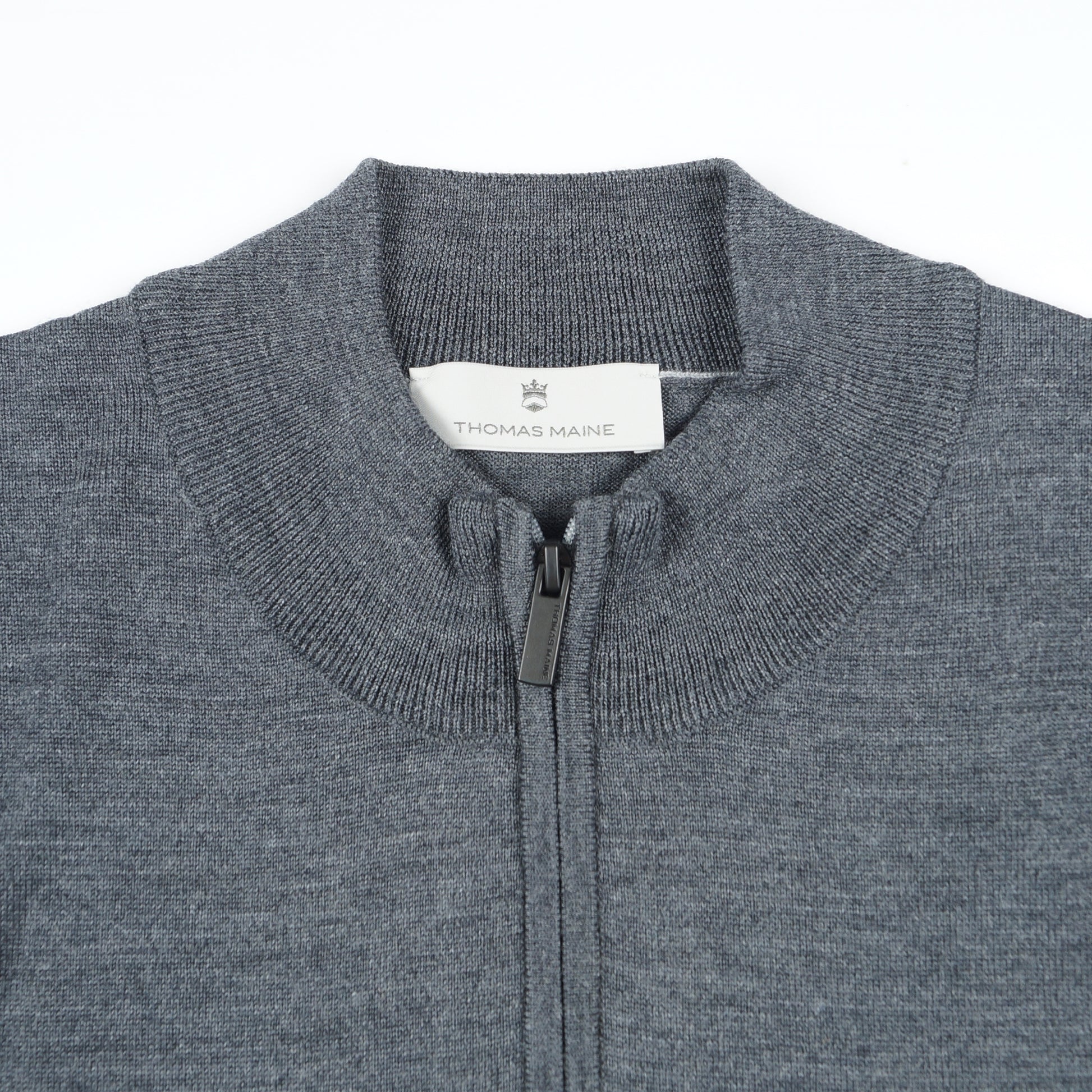 Thomas Merino Zip Neck - Anthracite