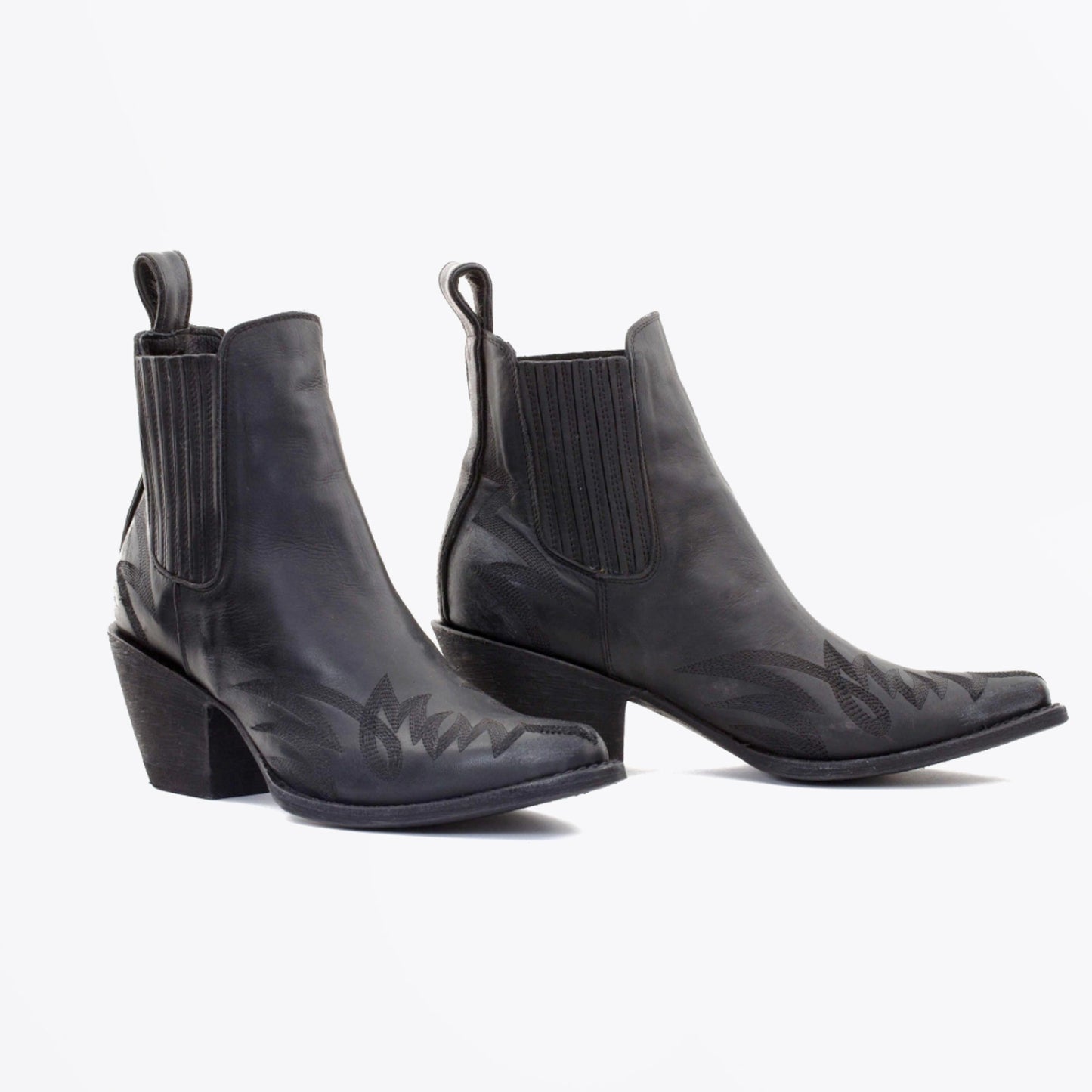 - Gaucho Ankle Boots - Black Destroy