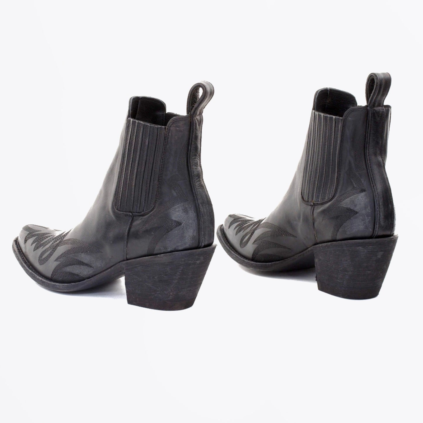 - Gaucho Ankle Boots - Black Destroy