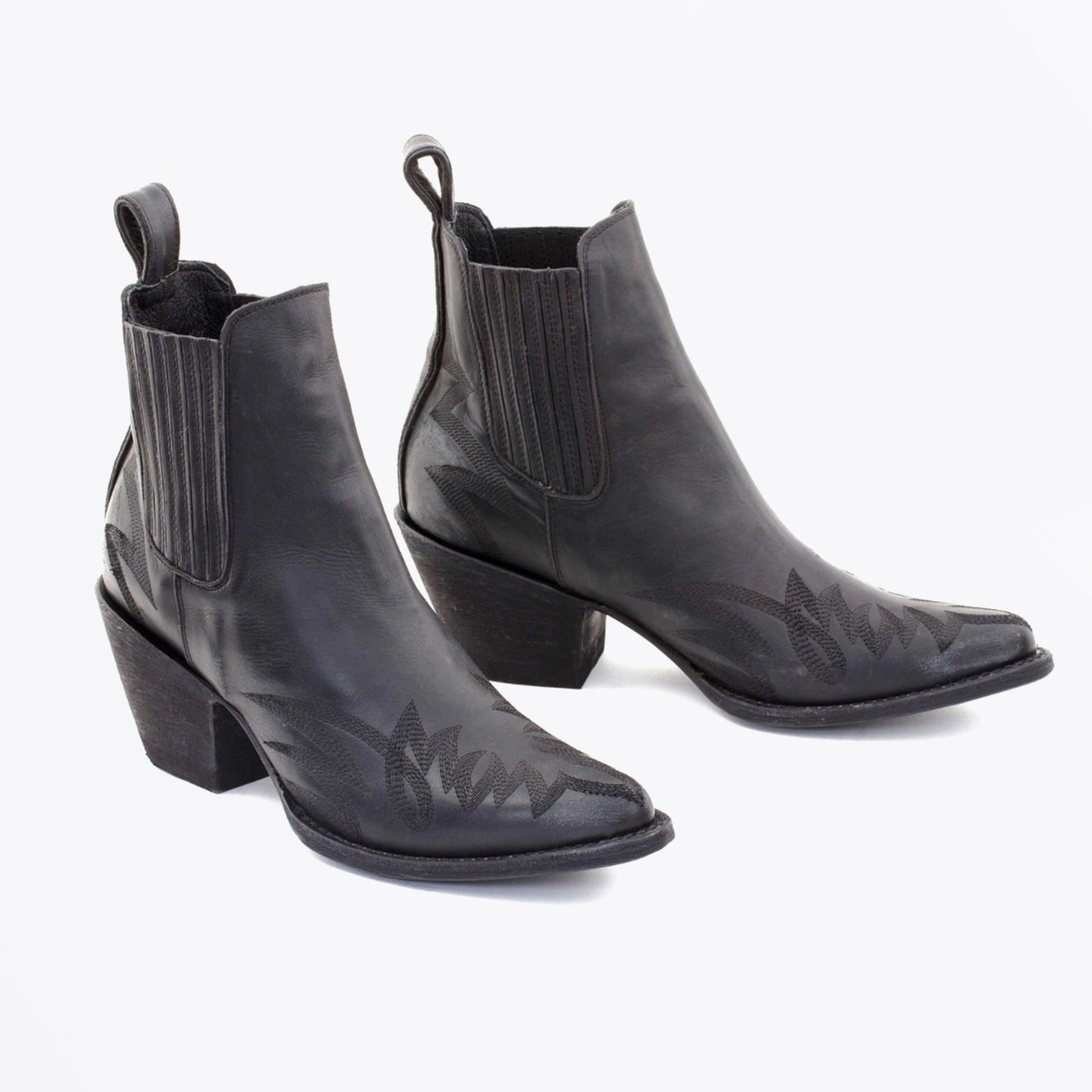 - Gaucho Ankle Boots - Black Destroy