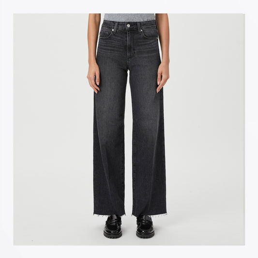 - Anessa 31in Wide Leg Raw Hem Jean - Viper Black Distressed