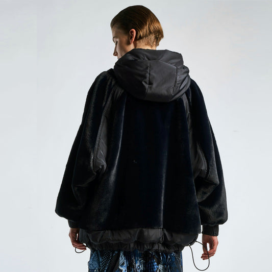 - Windswept Reversible Cape Coat - Black