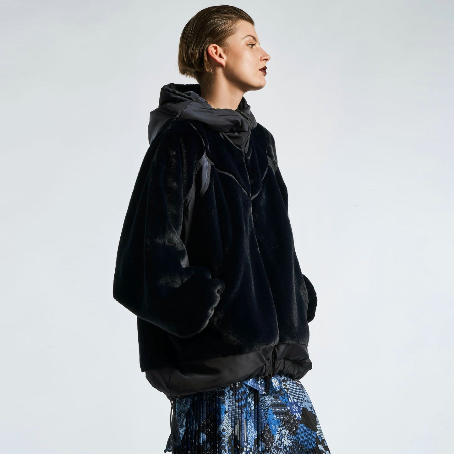 - Windswept Reversible Cape Coat - Black