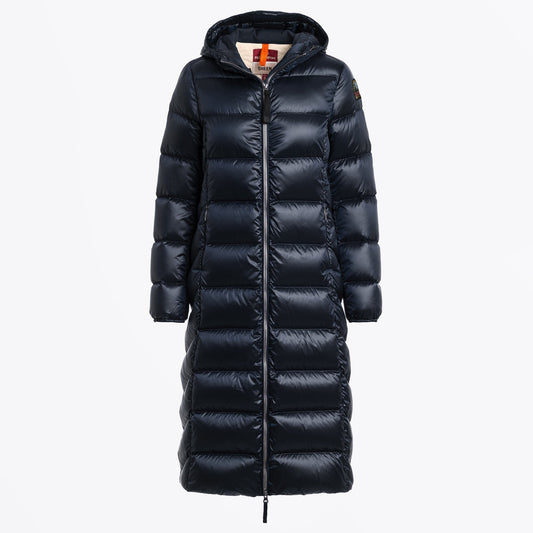 Leah Long Hooded Puffa Coat - Navy