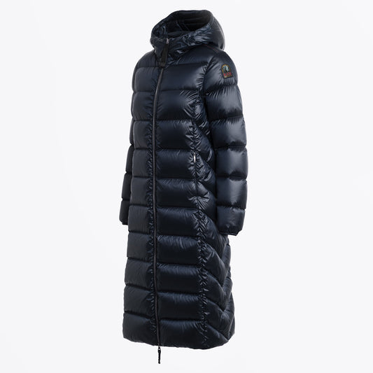 Leah Long Hooded Puffa Coat - Navy