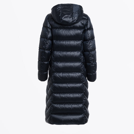 Leah Long Hooded Puffa Coat - Navy