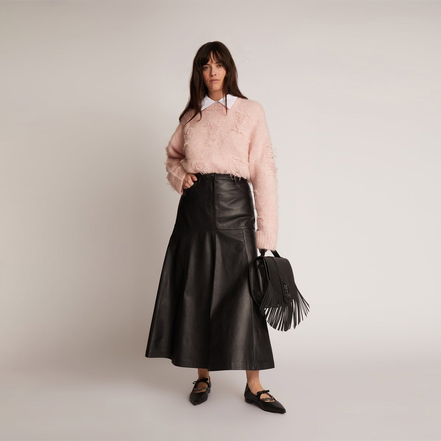 - Tuxya Leather Skirt - Black
