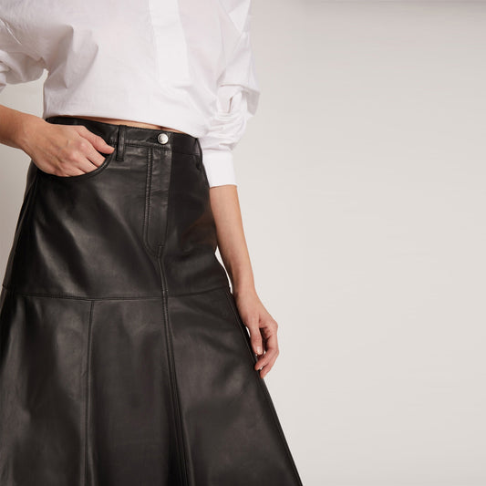 - Tuxya Leather Skirt - Black