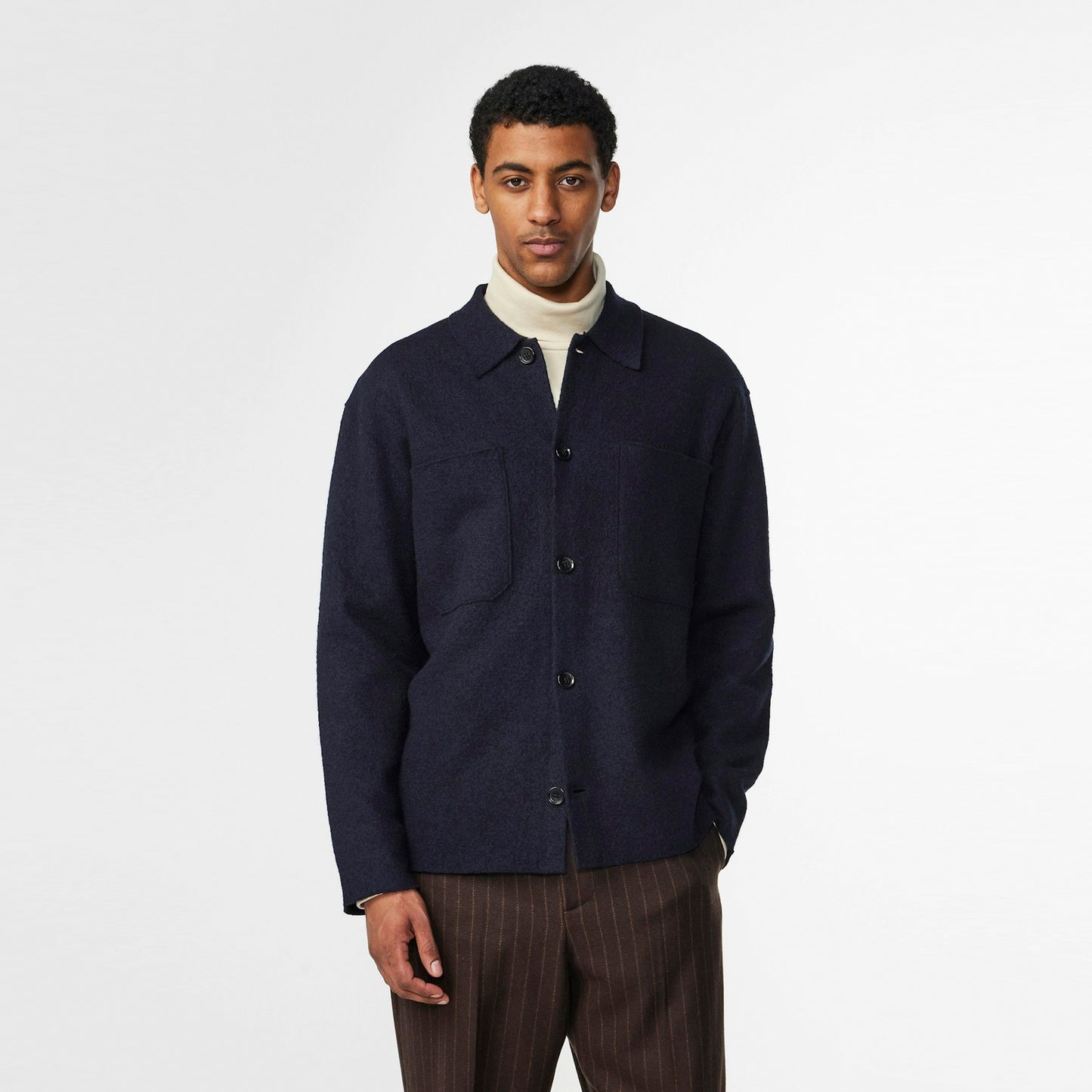 Jonas Wool Button Cardigan - Navy