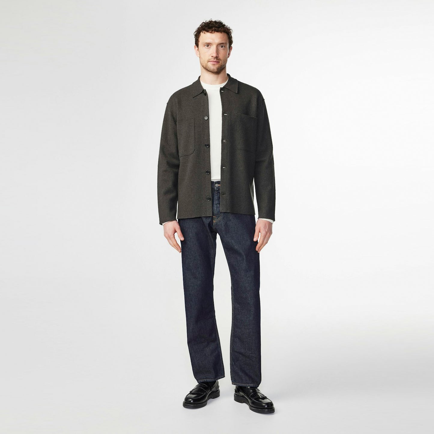 Jonas Wool Button Cardigan - Dark Green