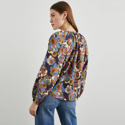 - Indi Pattern Top - Navy Wildflower