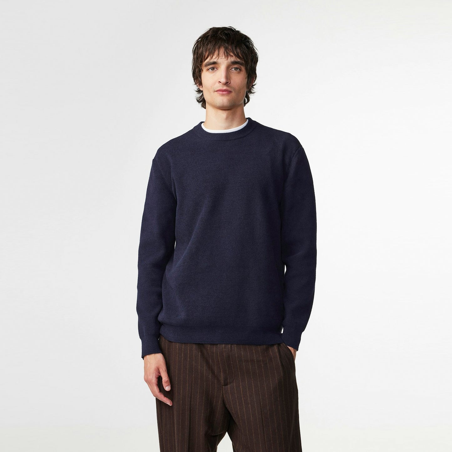 - Danny Crew Rib Knit - Navy