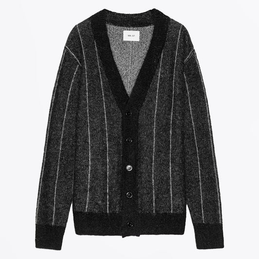 - Billy Jacquard Stripe Cardigan - Black Stripe