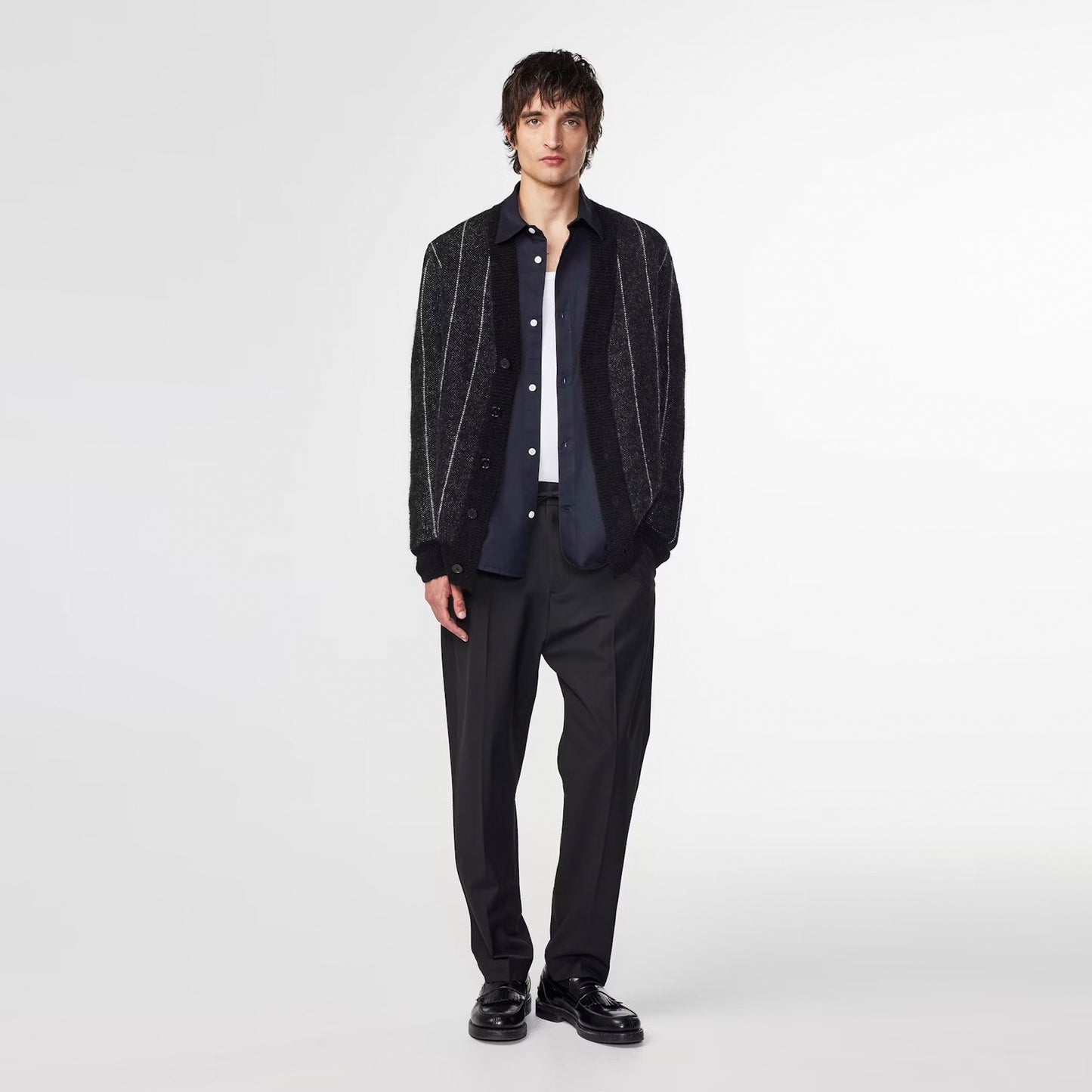 - Billy Jacquard Stripe Cardigan - Black Stripe